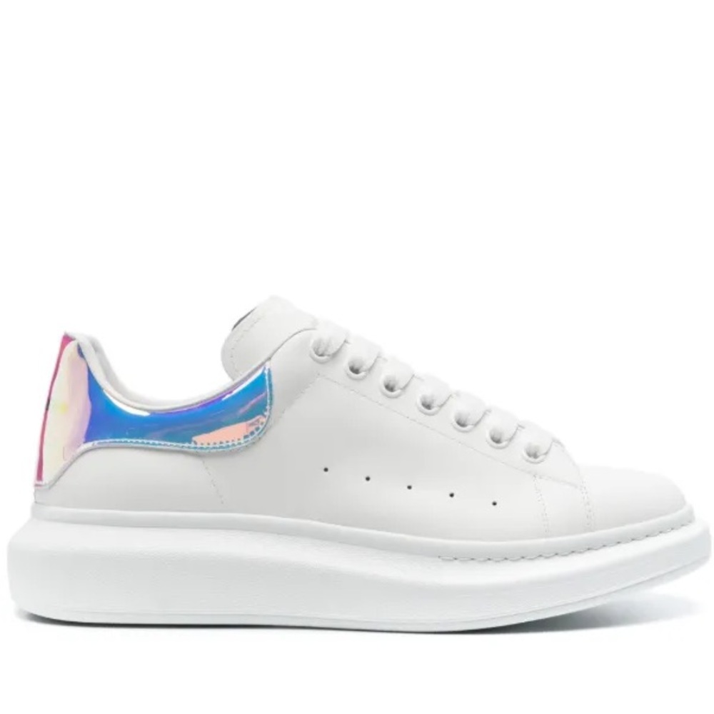 Alexander McQueen Lowtop white leather sneakers with iridescent back worn once